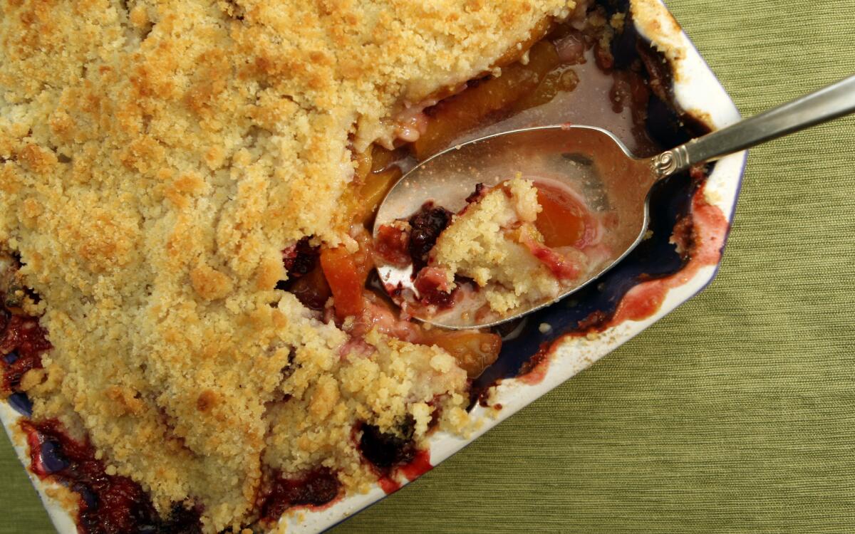 Peach and blackberry crisp