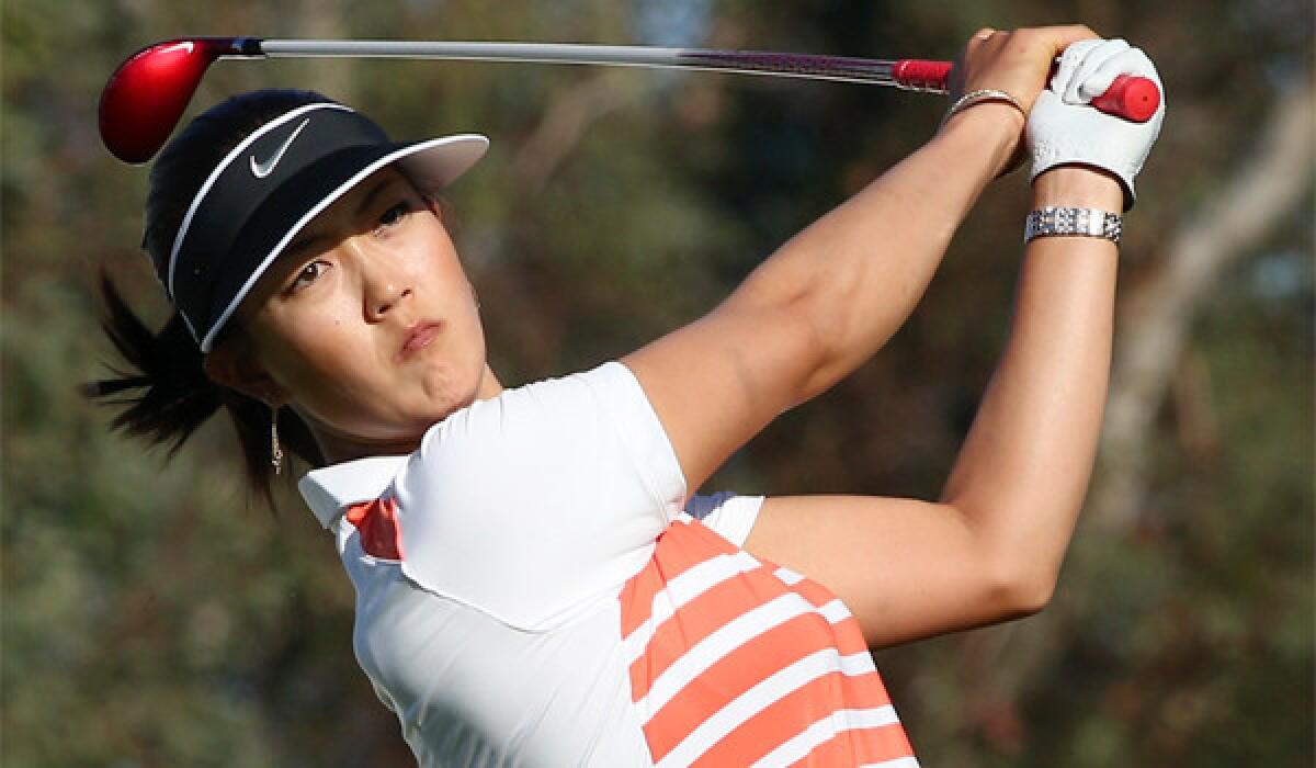 Michelle Wie, looking for her first LPGA major championship, will enter Sunday's final round tied for the lead at the Kraft Nabisco Championship with 19-year-old Lexi Thompson at 10-under-par 206.