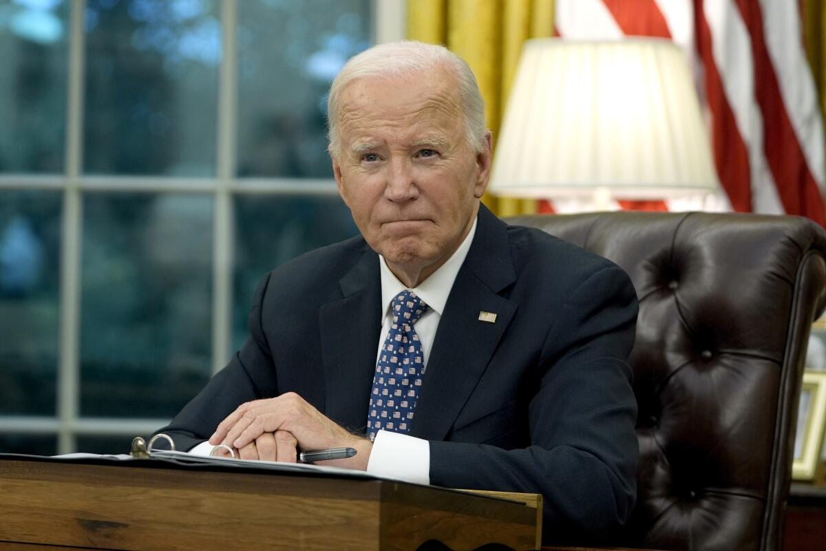 Then-President Biden speaks in the Oval Office in September.