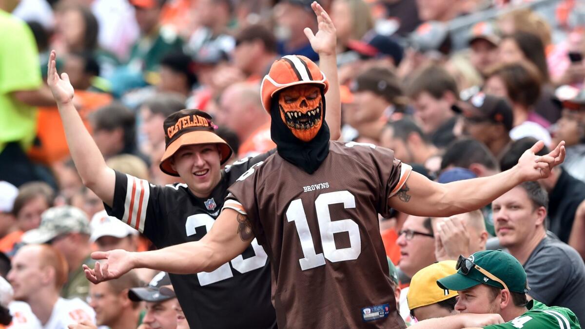 Cleveland Browns fans react during a game against the New York Jets on Oct. 8.