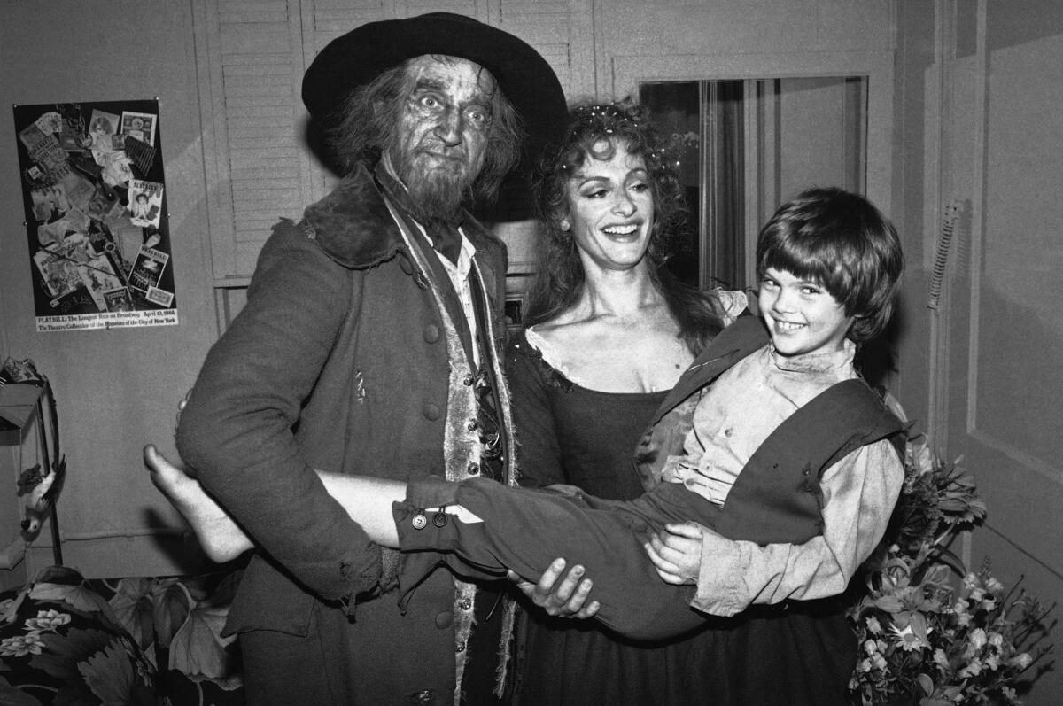Ron Moody, left, Patti Lupone and Braden Danner star in the musical "Oliver" in New York City.