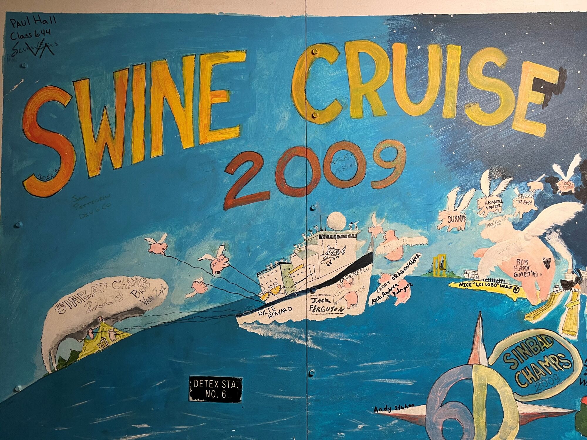 A mural with the words "Swine Cruise 2009."