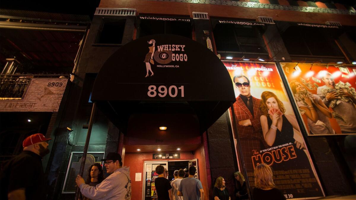 The Whisky a Go Go is a popular music venue on Sunset Boulevard.