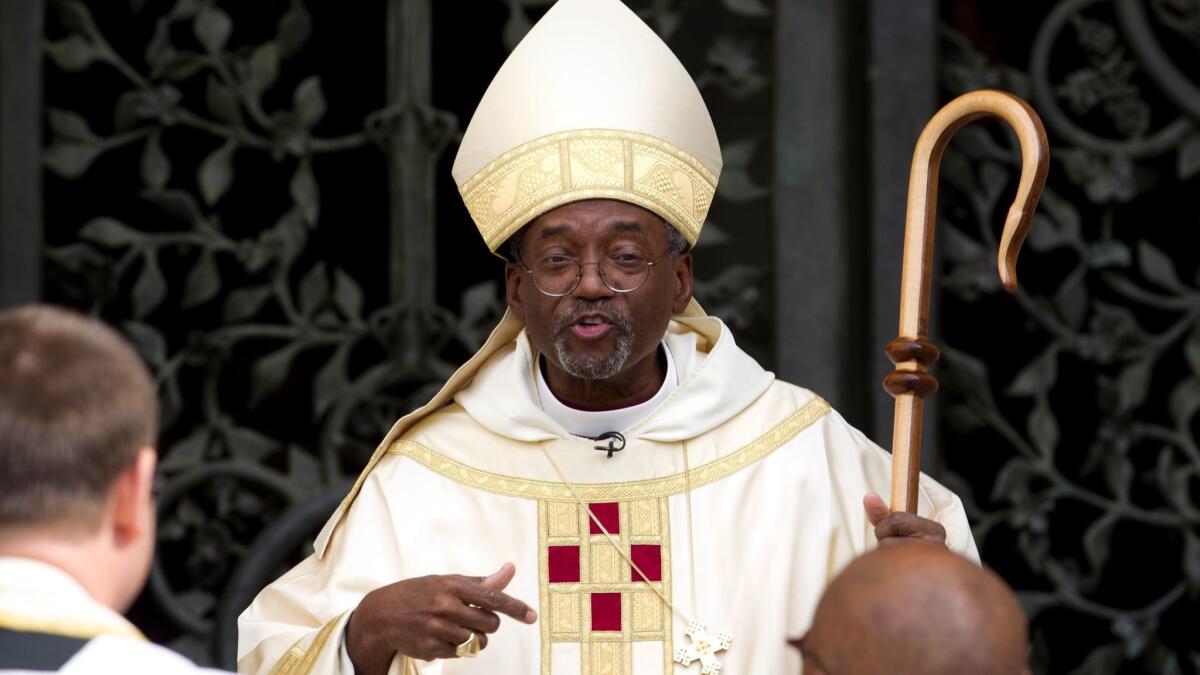 Episcopal Church Presiding Bishop Michael Curry, pictured in 2015, issued an order this week banning Bishop J. Jon Bruno from closing a planned sale of St. James the Great Episcopal Church in Newport Beach.