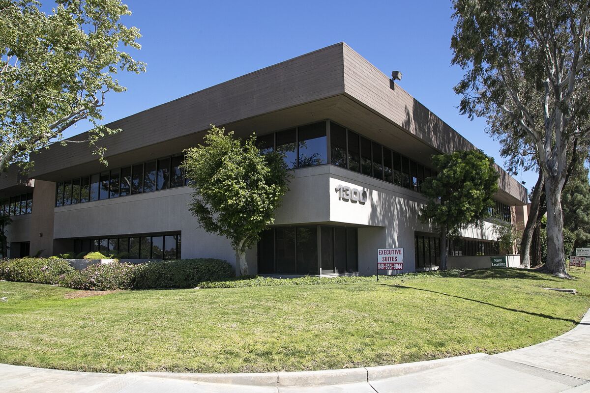 An office building that currently stands at 1300 Bristol St.