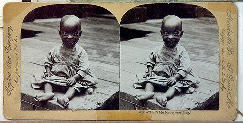 A stereo daguerreotype of a child from 1897. Mayme Clayton often explained that her mission was to preserve the history so children could know that black people have done great things.