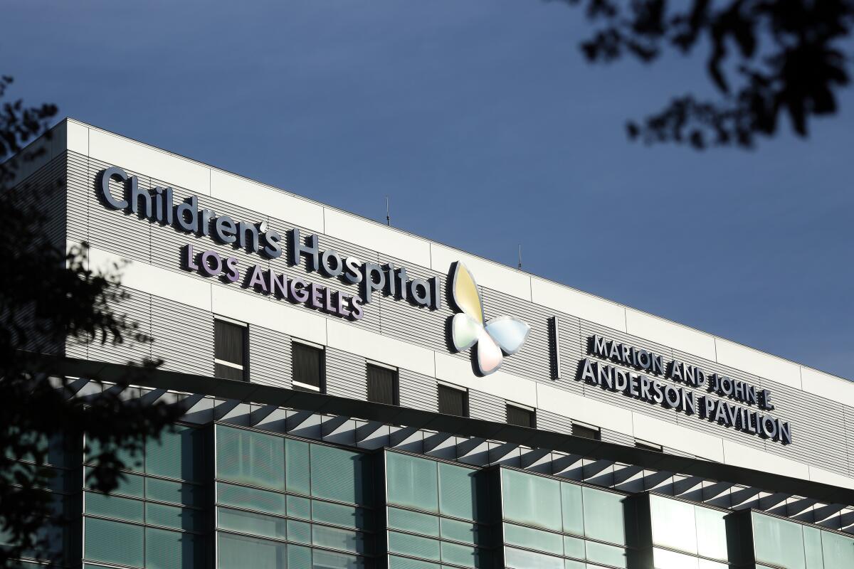 The Children's Hospital Los Angeles is seen from Sunset Blvd. in on  Dec. 9, 202.