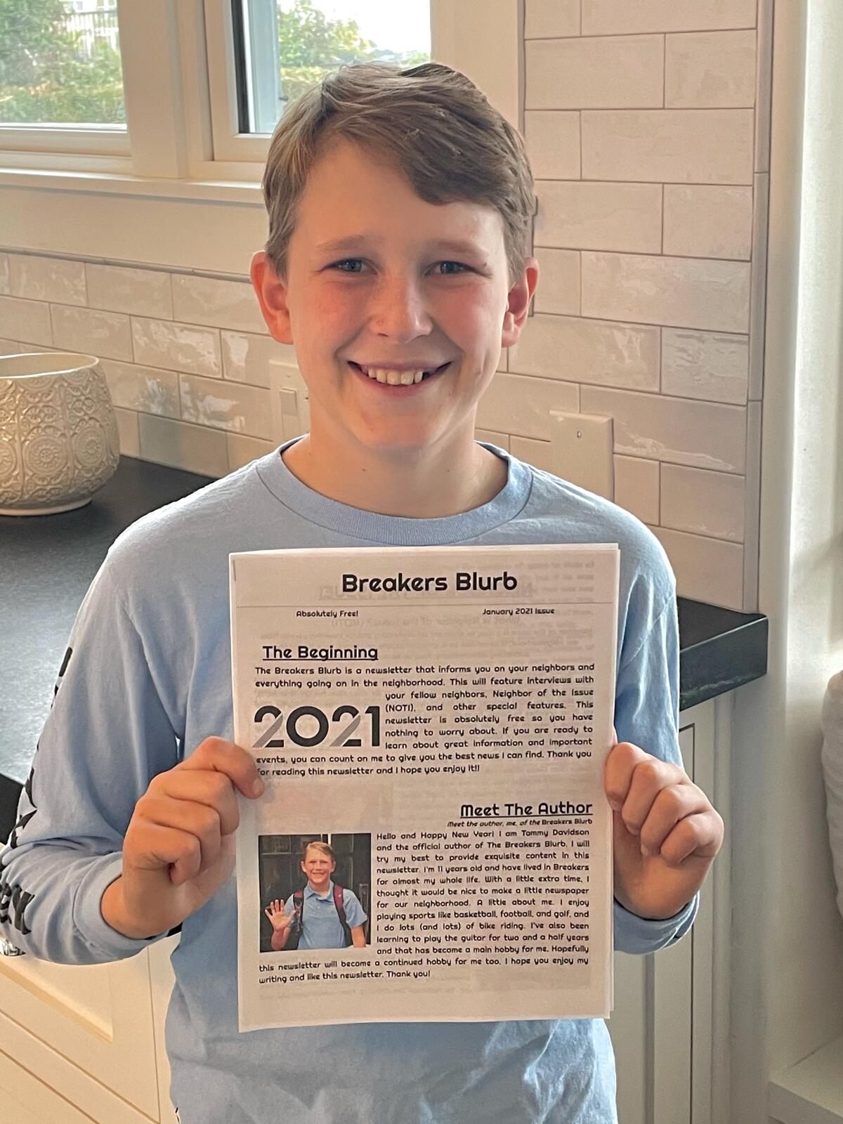 Tommy Davidson is the author behind The Breakers Blurb, a newsletter he created for his neighborhood.