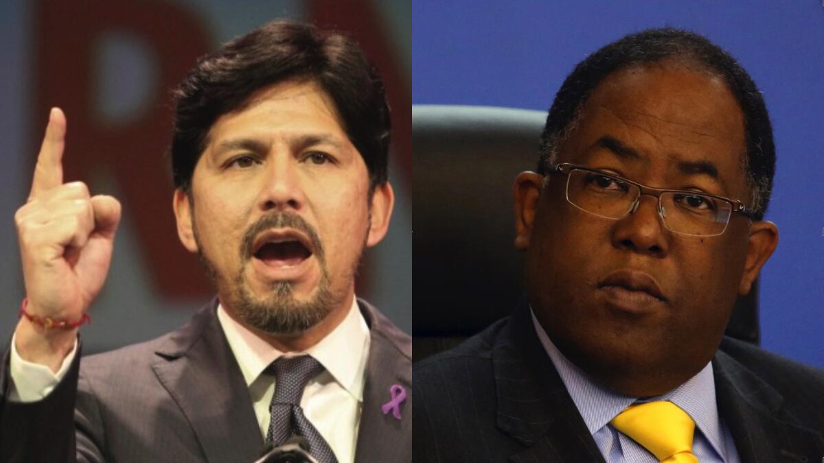 Former state Sen. Kevin de León and L.A. County Supervisor Mark Ridley-Thomas