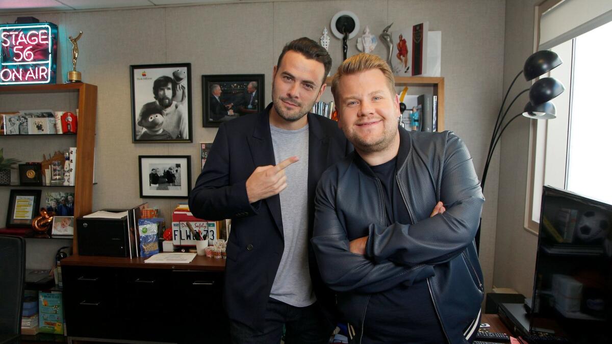 James Corden, right,and Ben Winston, the creators and executive producers of "Carpool Karaoke: The Series," Apple Music's spin-off of the viral sketch bit from CBS' "The Late Late Show With James Corden."