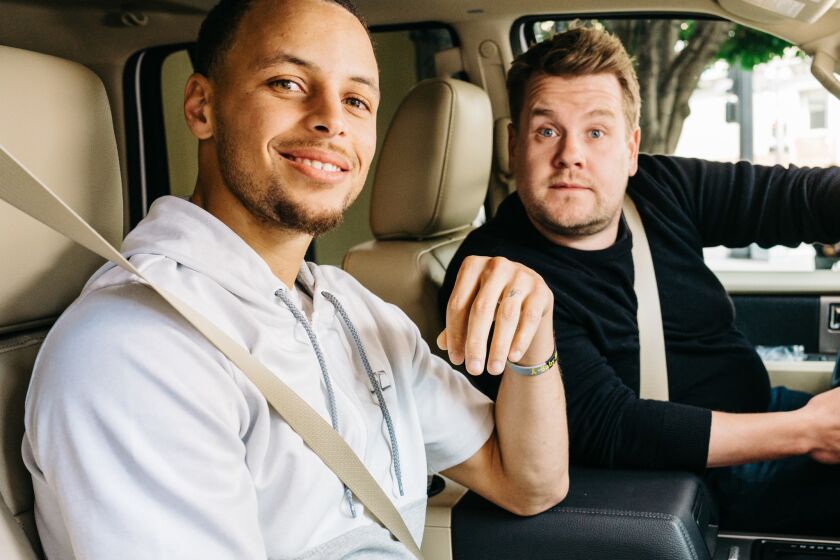 Stephen Curry with James Corden