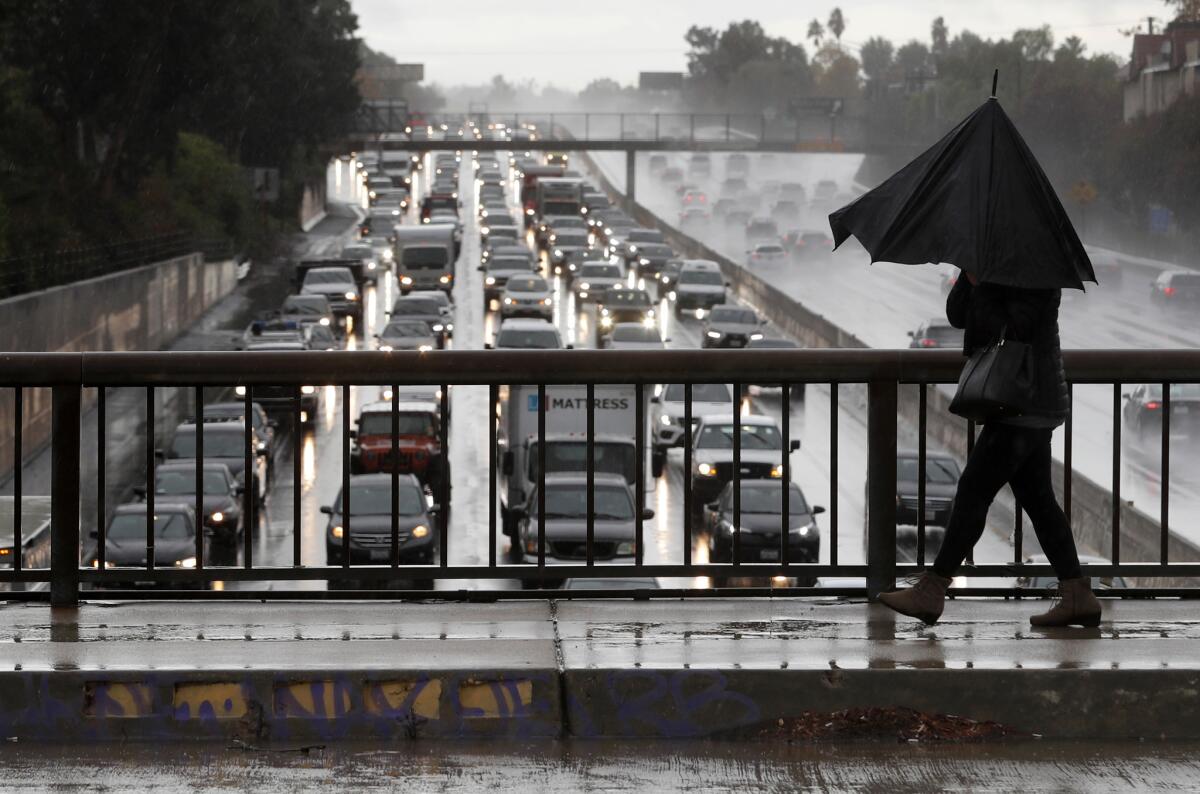 The 101 Freeway in the rain.