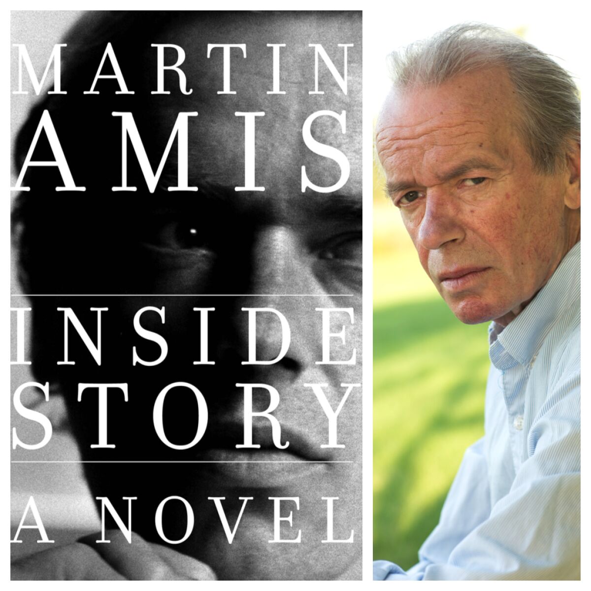 Martin Amis, right, and the cover of his new novel, "Inside Story."