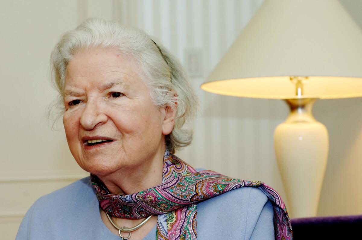Author P.D. James discusses her novel "The Lighthouse" during an interview in New York on Nov. 27, 2005.