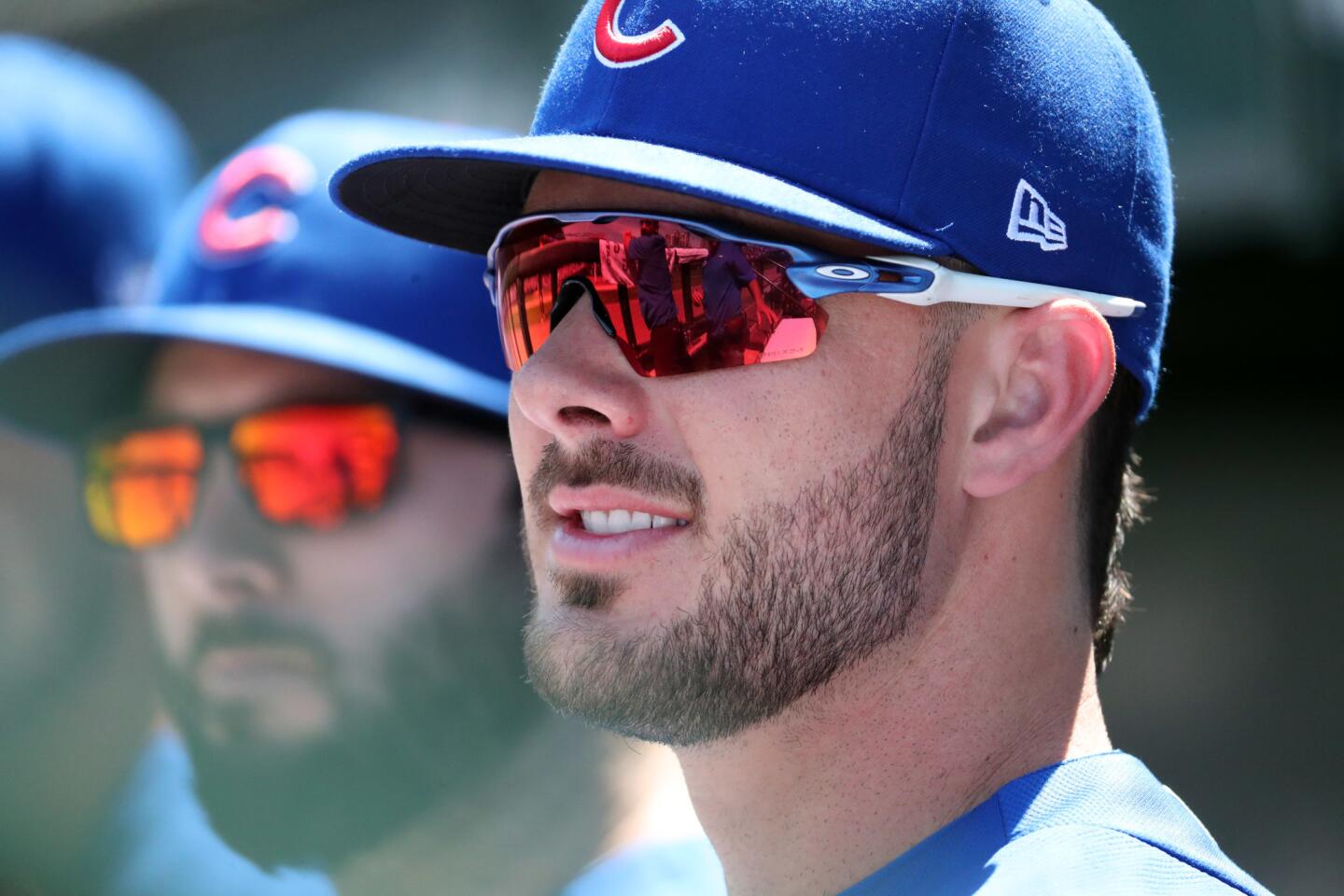 Cubs third baseman Kris Bryant sits in the dugout Wednesday, July 25, 2018 at Wrigley Field.