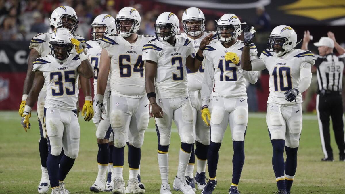 Chargers quarterback Geno Smith (3) during the first half of a preseason game against the Arizona Cardinals on Saturday.