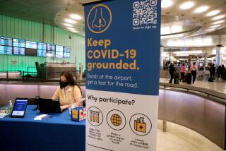 A pooled coronavirus testing area is seen at Tom Bradley International Terminal at LAX on Jan. 2.