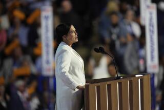 Stephanie Grisham, former Trump White House Press Secretary, speaks during the Democratic National Convention Tuesday, Aug. 20, 2024, in Chicago. (AP Photo/Paul Sancya)