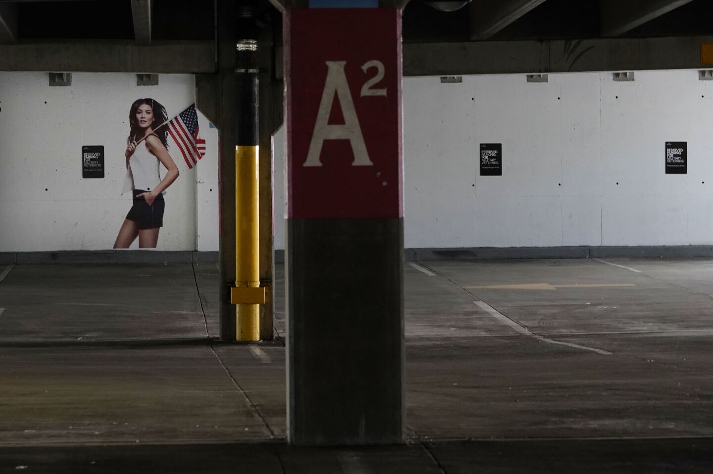 The parking structure at Fashion Valley sits empty since the mall closed due to the coronavirus on March 24, 2020.