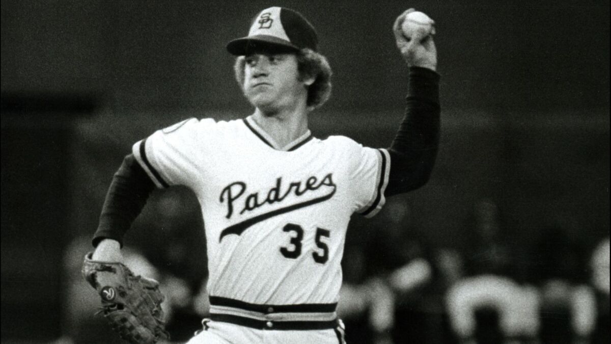 Padres pitcher Randy Jones throws the ball in the mid-1970s. 