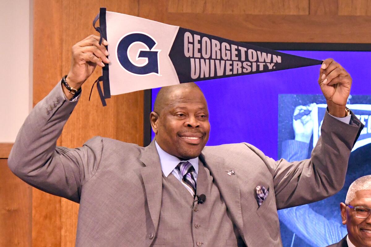 WASHINGTON, DC - APRIL 05: NBA Hall of Famer and former Georgetown Hoyas player Patrick Ewing is introduced as the Georgetown Hoyas' new head basketball coach John Thompson Jr. Athletic Center on April 5, 2017 in Washington, DC. (Photo by Mitchell Layton/Getty Images)