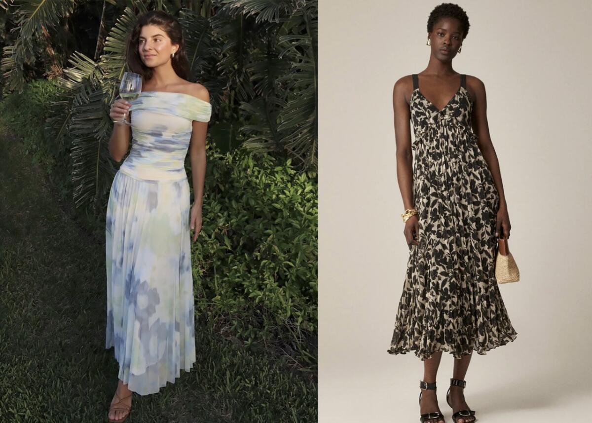 Two examples of summer wedding guest dresses.