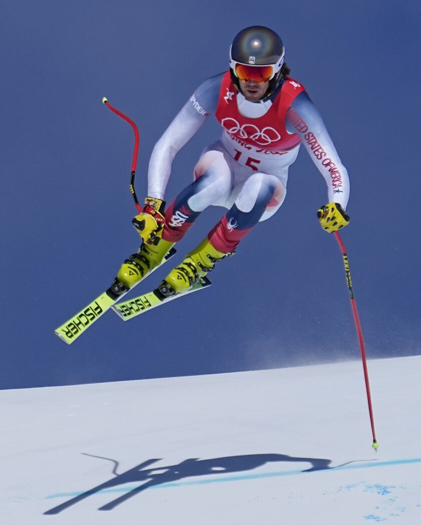 Bryce Bennett skis at the 2022 Olympics.
