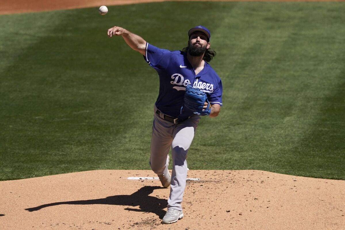 Los Angeles Dodgers starting pitcher Tony Gonsolin (26) during the second inning.