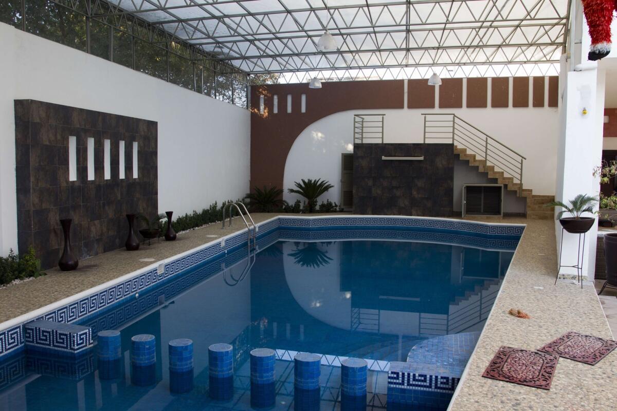 View of the swimming pool at the house of drug trafficker Enrique Plancarte aka "Quique Plancarte" in Nueva Italia, state of Michoacan, Mexico, on January 17, 2014. The house was taken by members of the Self-Protection militias. AFP PHOTO/Hector GuerreroHECTOR GUERRERO/AFP/Getty Images ** OUTS - ELSENT, FPG, TCN - OUTS * NM, PH, VA if sourced by CT, LA or MoD **