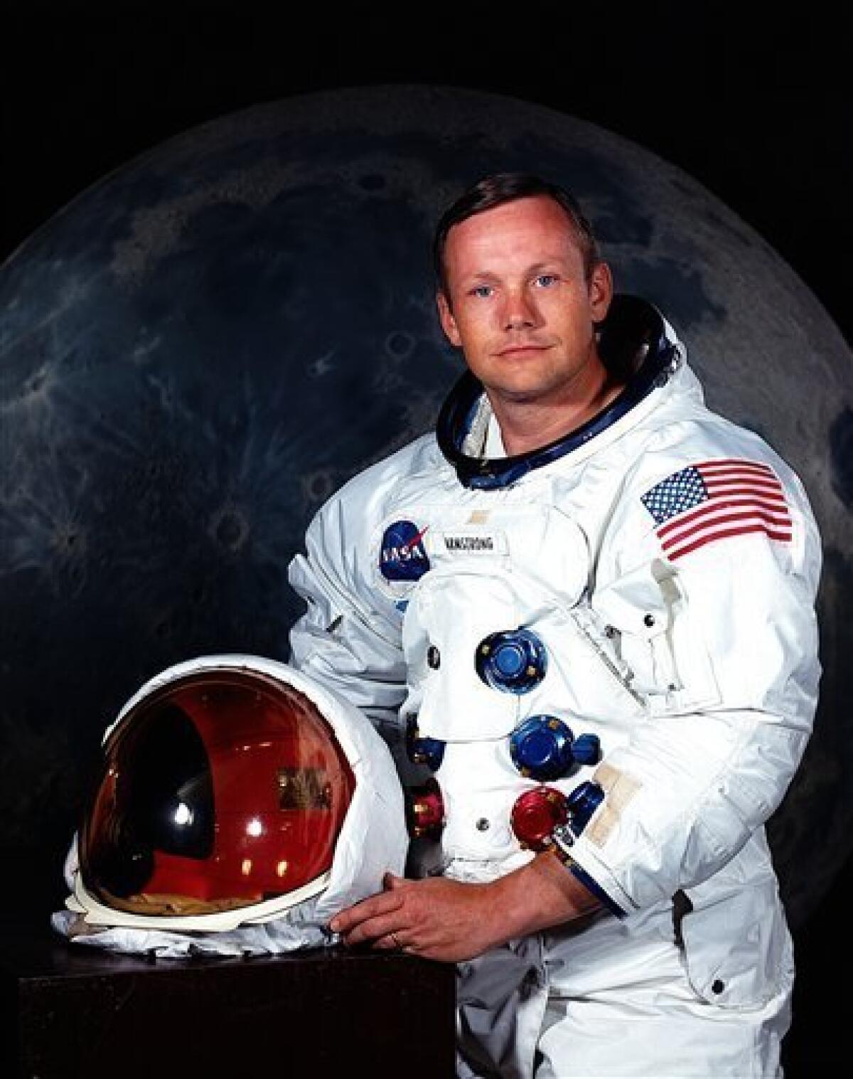 FILE - This undated file photo provided by NASA shows Neil Armstrong. The family of Neil Armstrong, the first man to walk on the moon, says he died Saturday, Aug. 25, 2012, at age 82. A statement from the family says Armstrong died following complications resulting from cardiovascular procedures. It doesn't say where he died. Armstrong commanded the Apollo 11 spacecraft that landed on the moon July 20, 1969. He radioed back to Earth the historic news of "one giant leap for mankind." Armstrong and fellow astronaut Edwin "Buzz" Aldrin spent nearly three hours walking on the moon, collecting samples, conducting experiments and taking photographs. In all, 12 Americans walked on the moon from 1969 to 1972. (AP Photo/NASA)