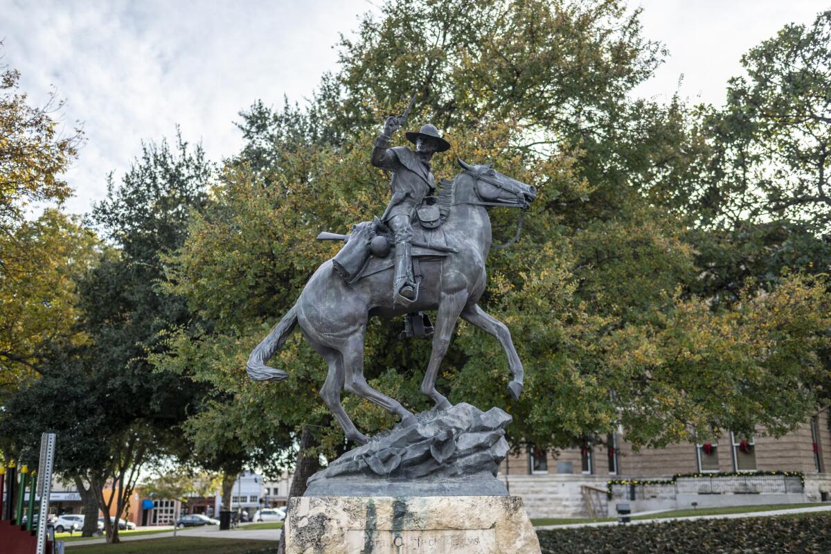 A statue of Captain John Coffee Hays.