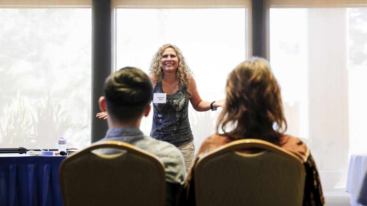 Stephanie Webb performs during a workshop hosted by Actors, Models & Talent for Christ.