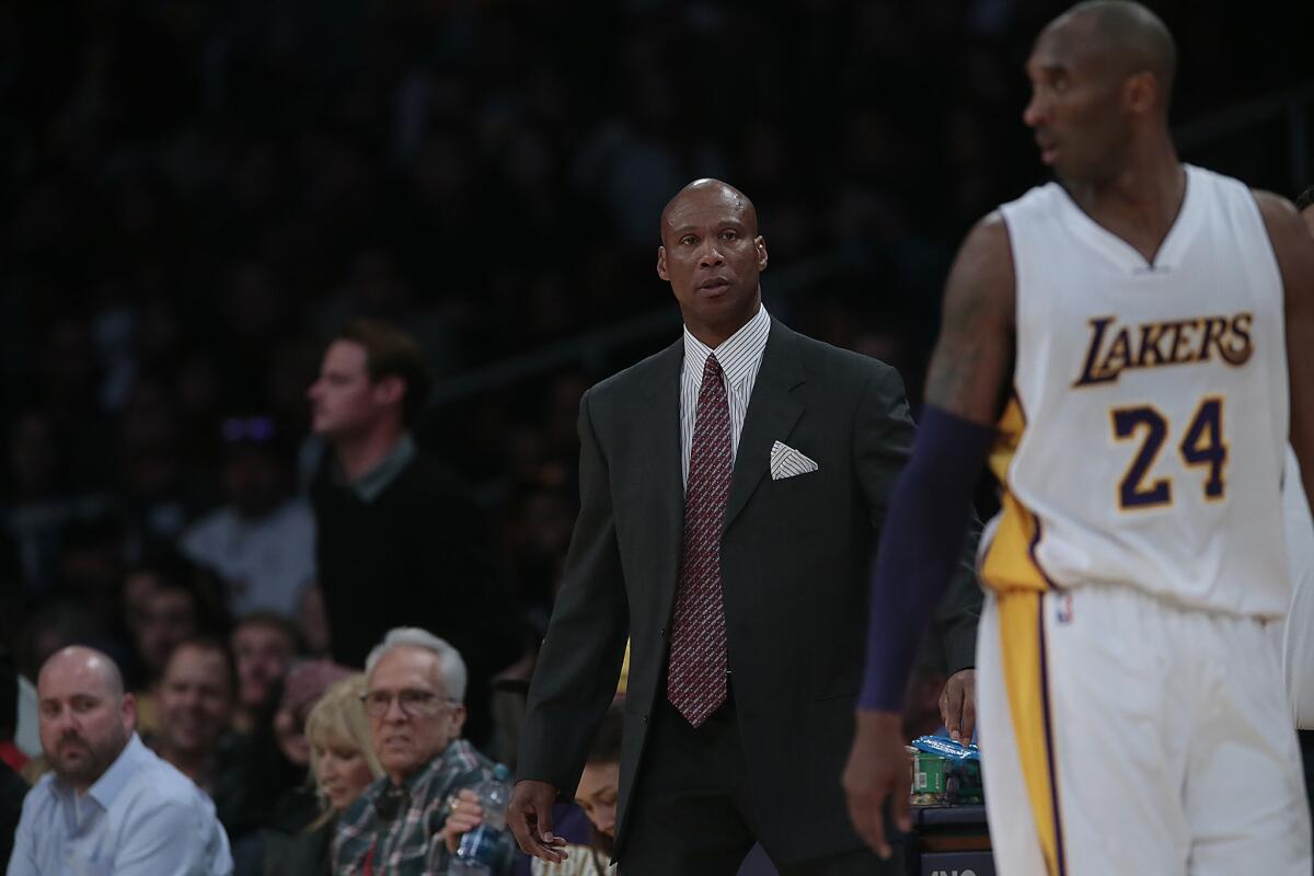 Lakers Coach Byron Scott looks on as Kobe Bryant takes the floor against Indiana on Nov. 29.