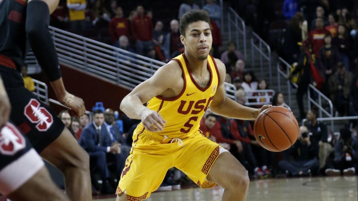 Point guard Derryck Thornton helped lead USC to home victories against Cal and Stanford to open Pac-12 Conference play last weekend.