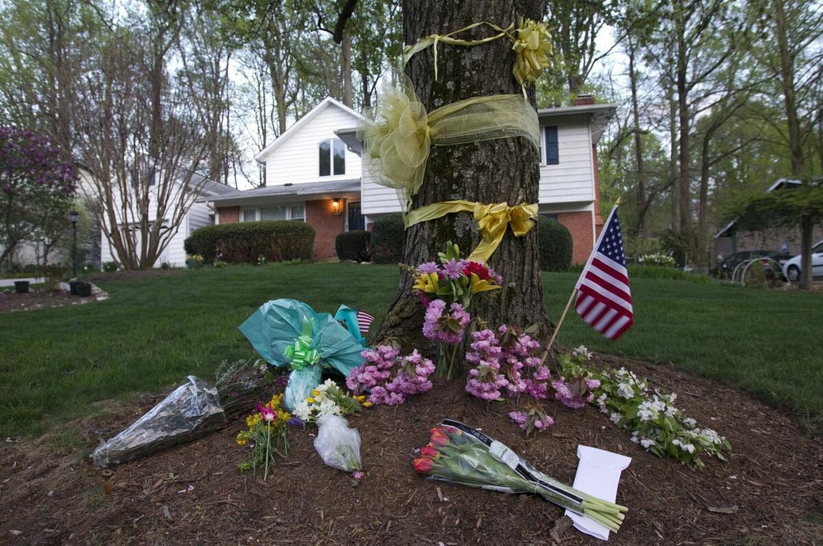 Flowers and ribbons adorn a tree outside the Weinstein family house in Rockville, Md., on April 13. President Obama offered his "grief and condolences" to the families of the hostages, Warren Weinstein and Giovanni Lo Porto, who were inadvertently killed by CIA drone strikes earlier this year.