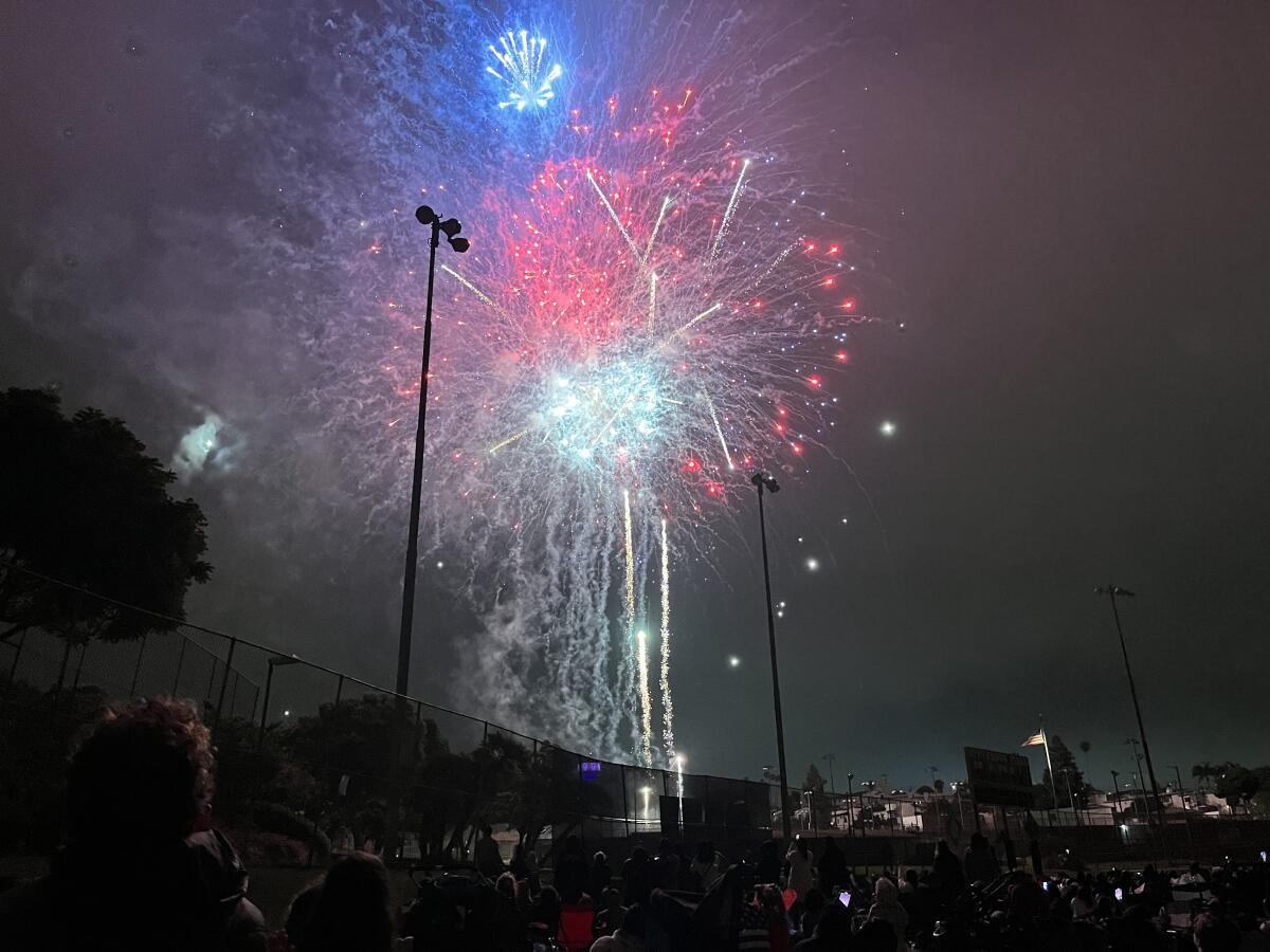 Fourth of July fireworks over El Segundo.