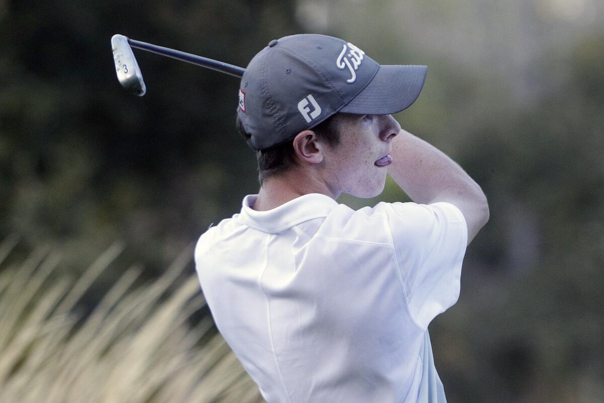 St. Francis' Henry Fithugh tees off on the fifteenth in the third annual Oakmont High School Golf Invitational at Oakmont Country Club in Glendale on Monday, March 2, 2020. Twenty-two high schools, some with more than one team, participated in the annual event