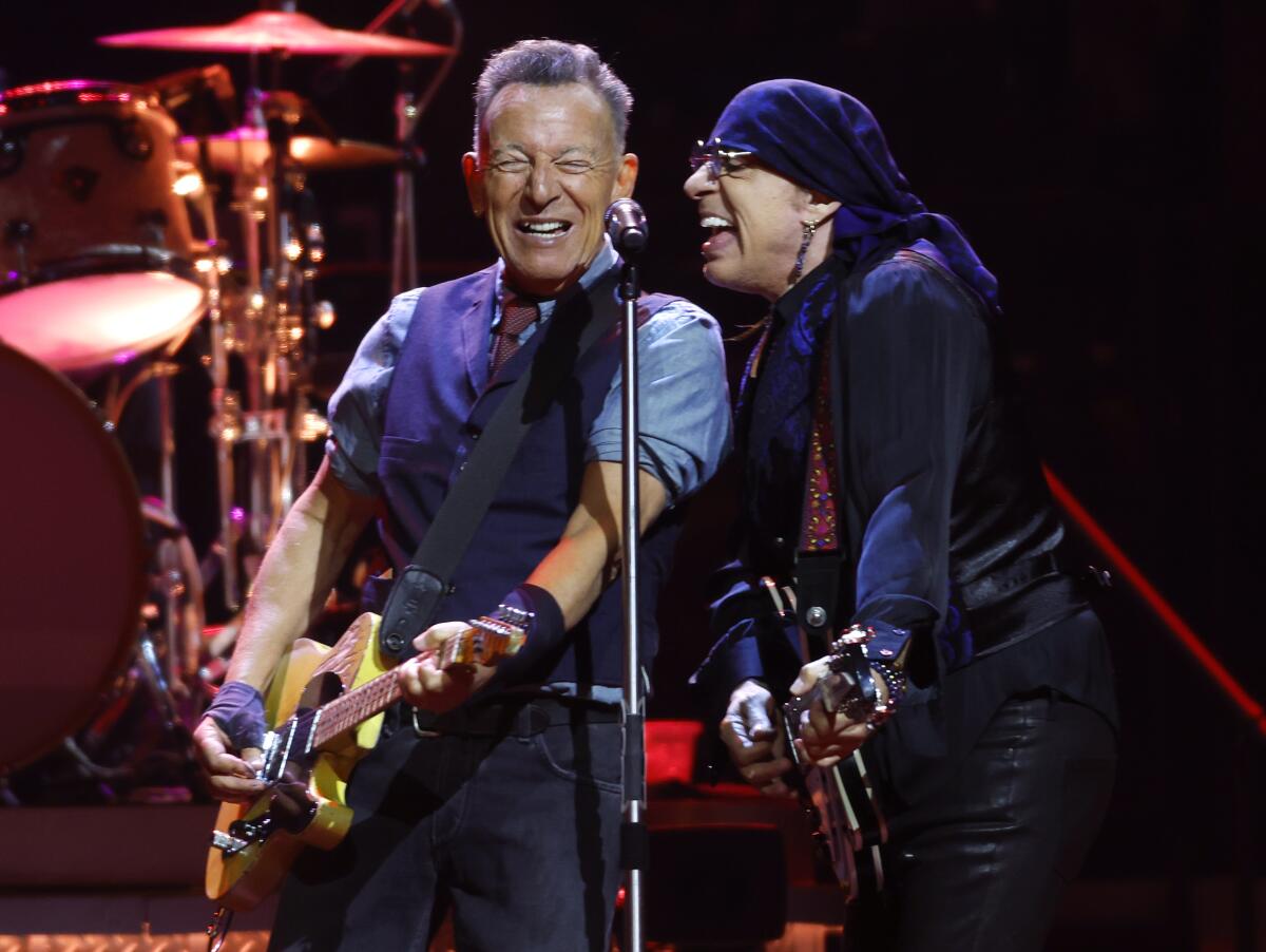 Bruce Springsteen, left, and Steven Van Zandt perform with the E-Street Band March 25, 2024 in San Diego
