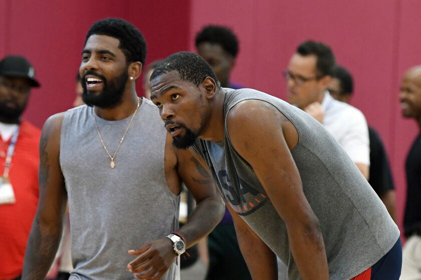 Former Team USA teammates Kyrie Irving and Kevin Durant will join forces in Brooklyn next season as Durant recovers from Achilles tendon surgery.