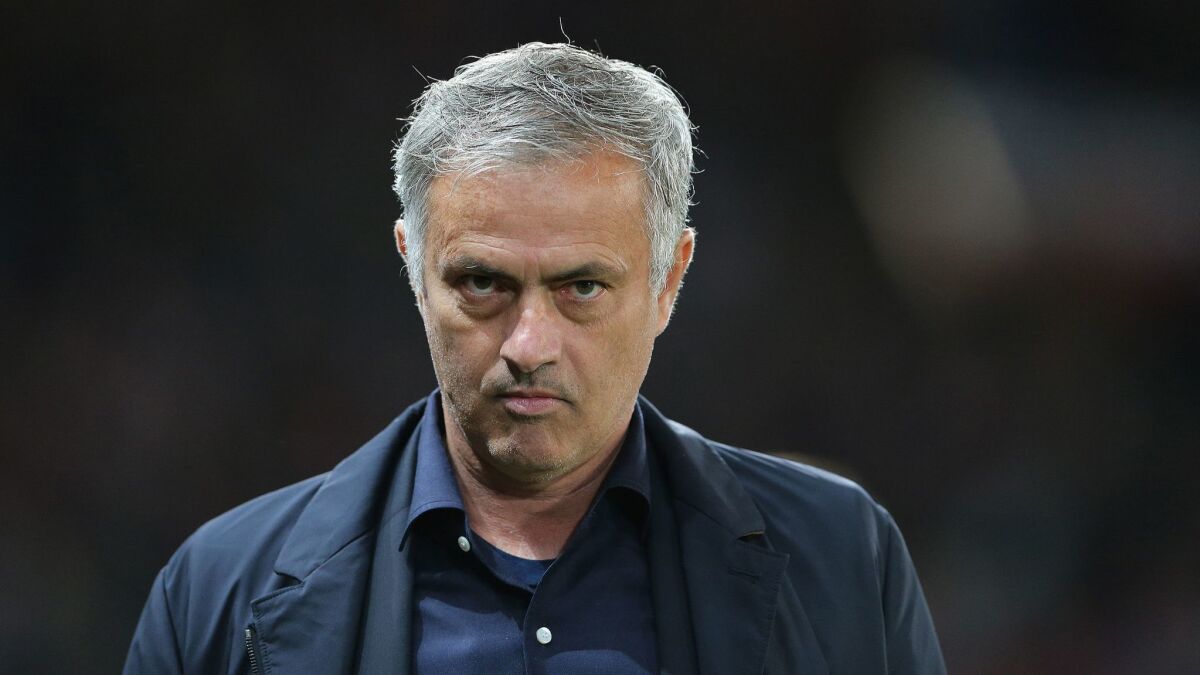 Jose Mourinho is seen during a UEFA Champions League group stage match on Oct. 2.