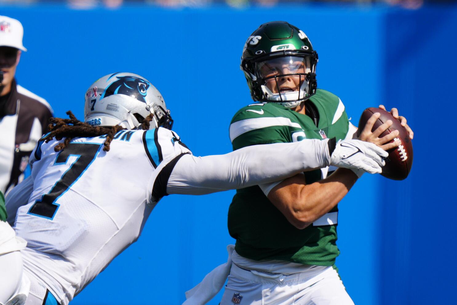 Carolina Panthers Jaycee Horn intercepts Jameis Winston pass