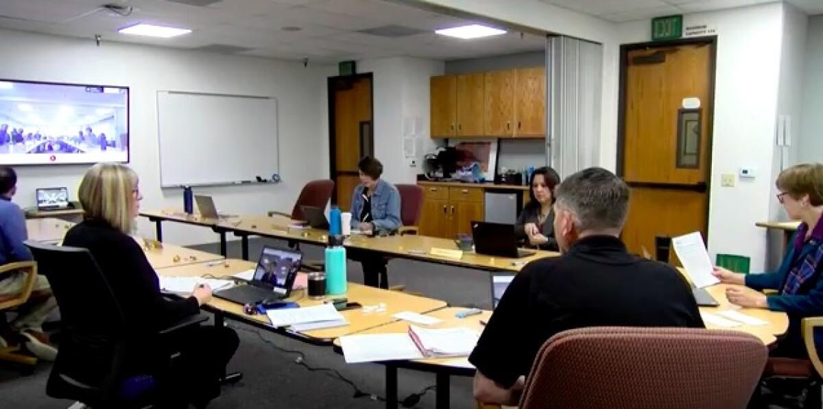 The San Dieguito Union School District board live-streamed its board meeting on March 19.