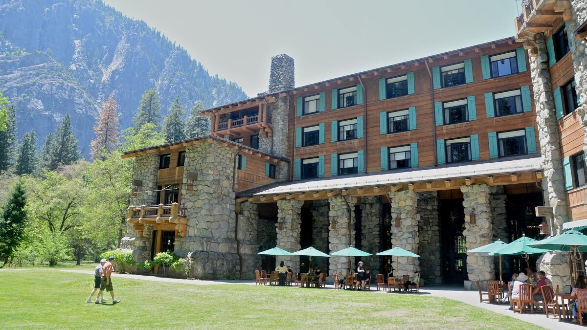 The Majestic Yosemite Hotel, formerly known as the Ahwahnee, stands in the heart of Yosemite Valley.