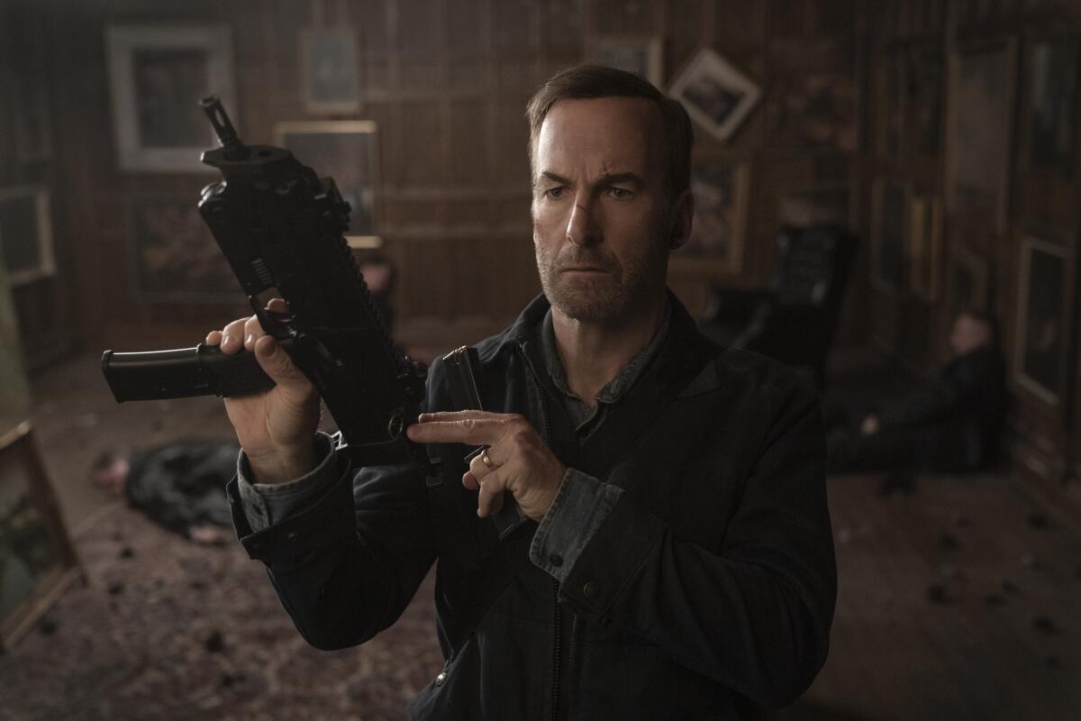 Bob Odenkirk as Hutch Mansell in Nobody, directed by Ilya Naishuller. Credit: Allen Fraser/Universal Pictures