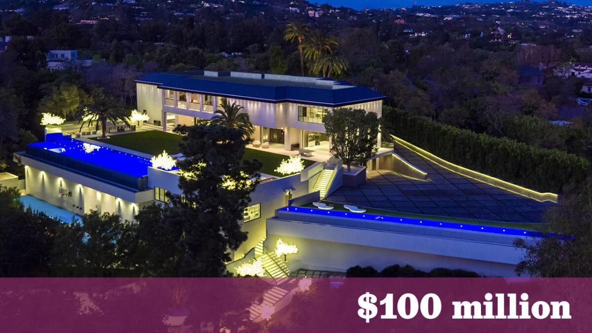 A spec house built on the site of Barbra Streisand's former home has sold for $100 million, tying with the Playboy Mansion for priciest residential sale ever in Los Angeles County.