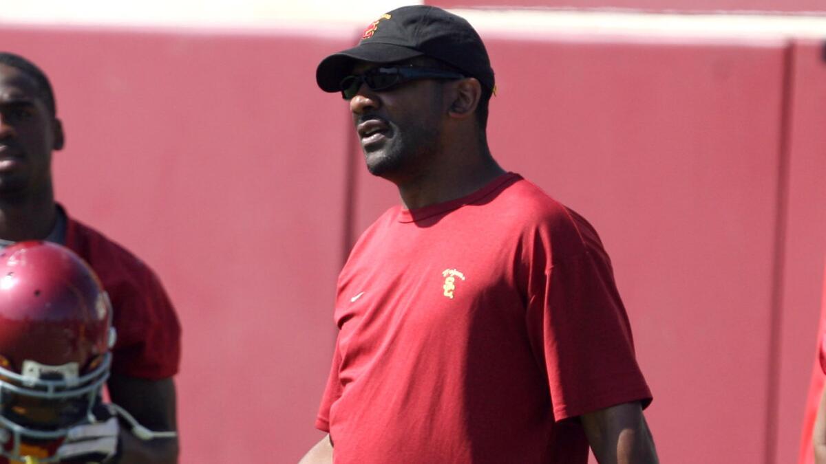 Then-USC Trojans running back coach Todd McNair during practice in 2009.