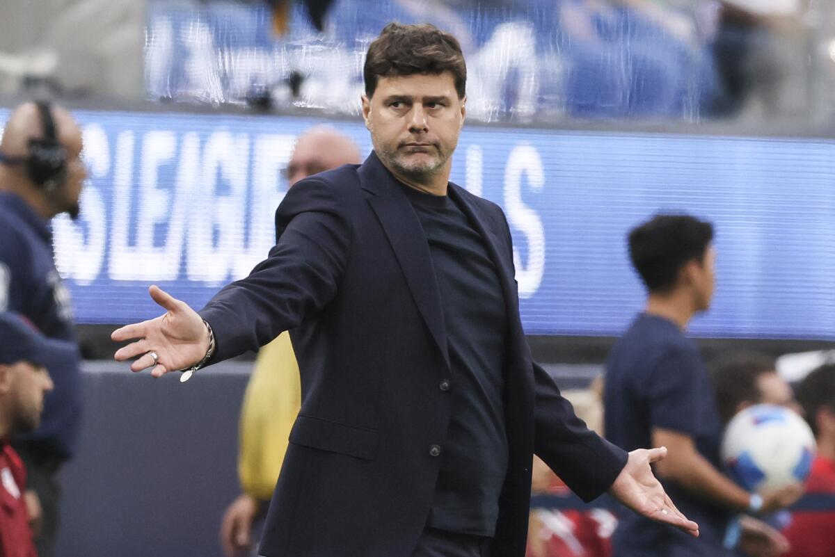 U.S. coach Mauricio Pochettino reacts during a 1-0 loss to Panama at SoFi Stadium on Thursday.