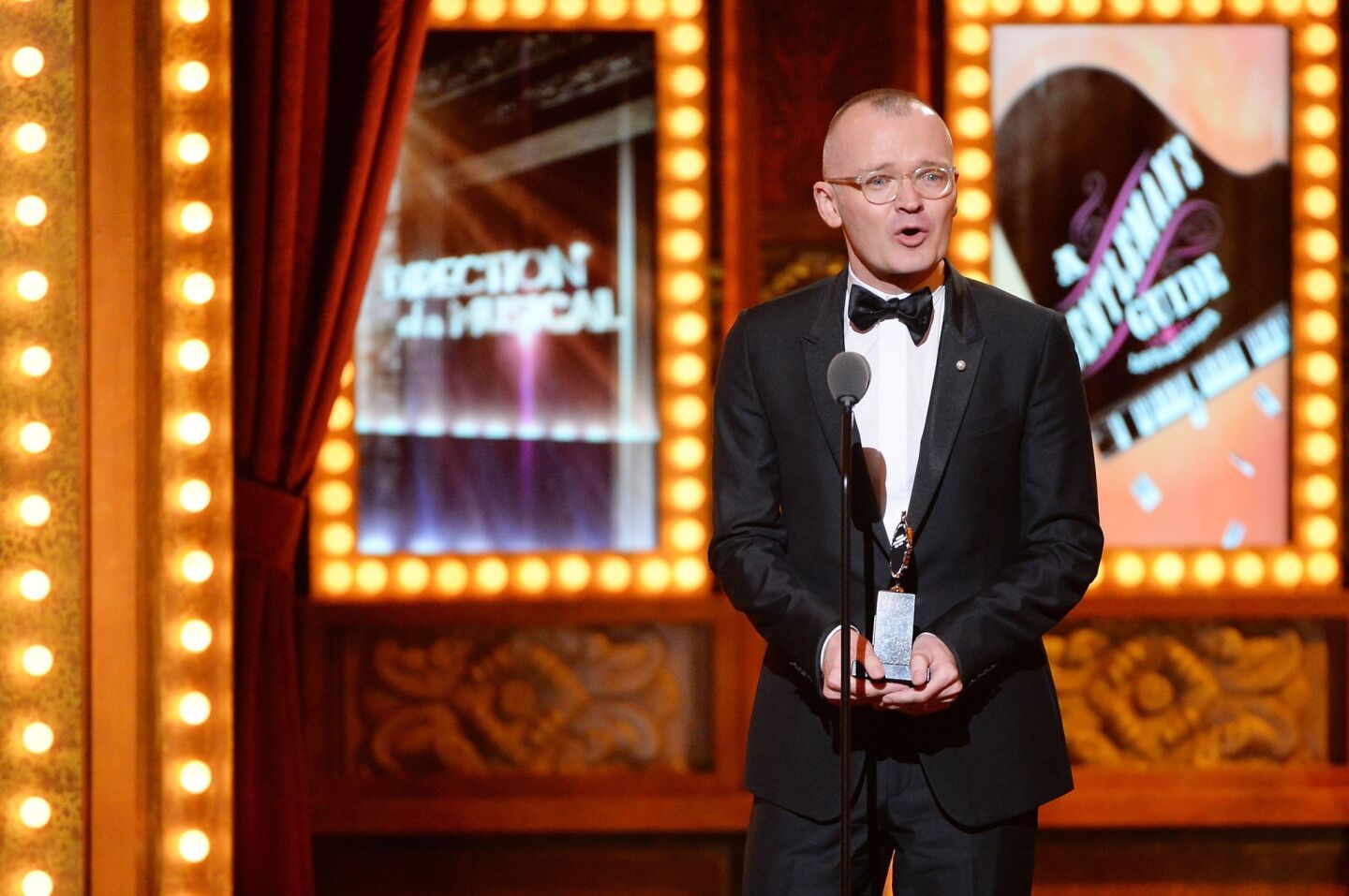 Darko Tresnjak accepts the Tony Award for best direction of a musical for "A Gentleman's Guide to Love and Murder."