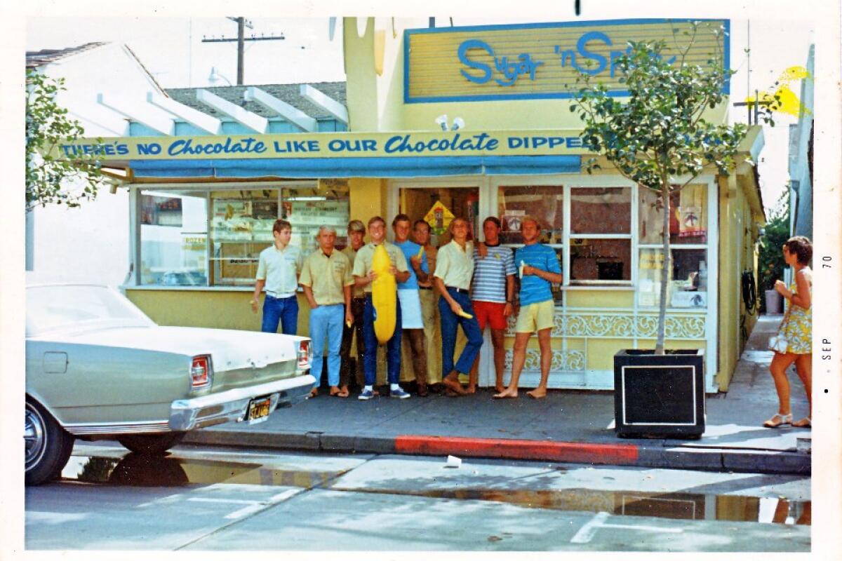 An photo of customers at Sugar n' Spice on Balboa Island, which has been open since 1945.