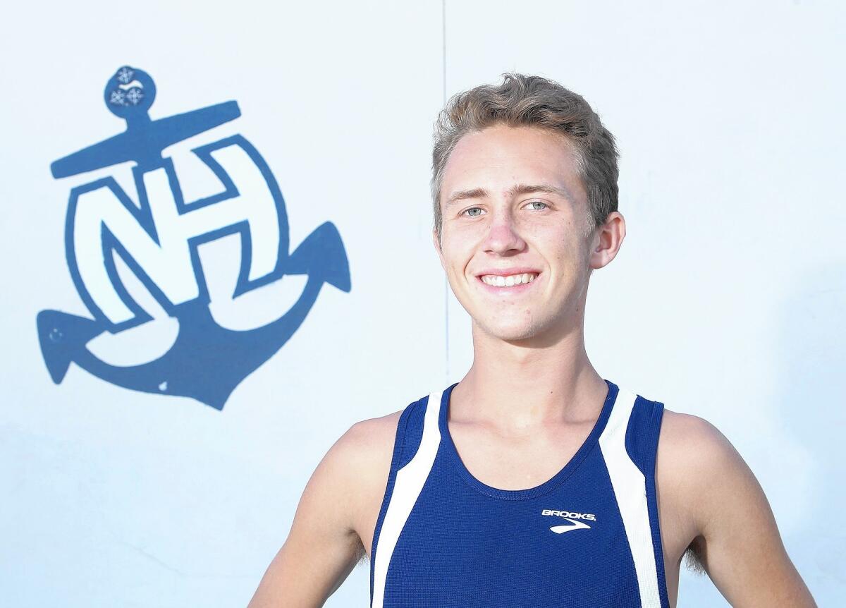 Newport Harbor High junior Ben Wilson won the Sunset League boys’ cross country title on Oct. 31, finishing in 15:12 at Central Park in Huntington Beach.